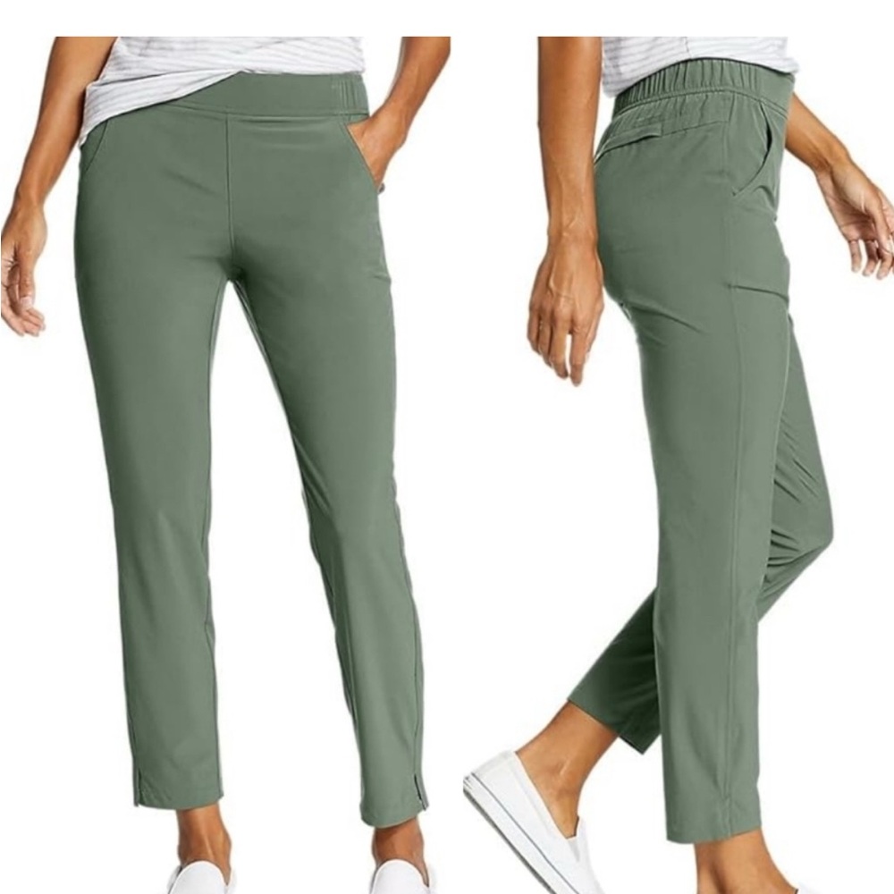 Eddie Bauer Departure Traveler Pant Green Pull On Pants Hiking Activewear XL